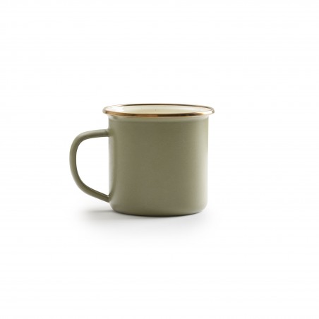 Set van 2 Mugs Geëmailleerd Staal olijfkleur - Barebones Living