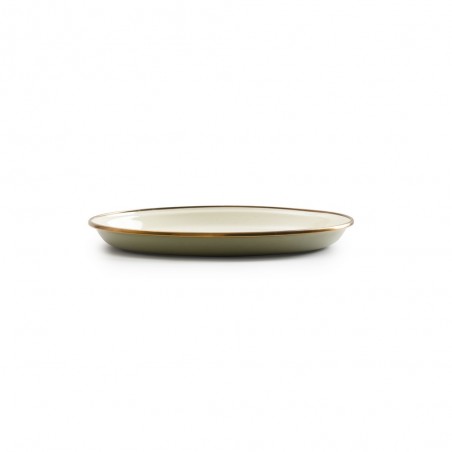 Set of 2 Small olive-coloured enamel steel plates – Barebones Living