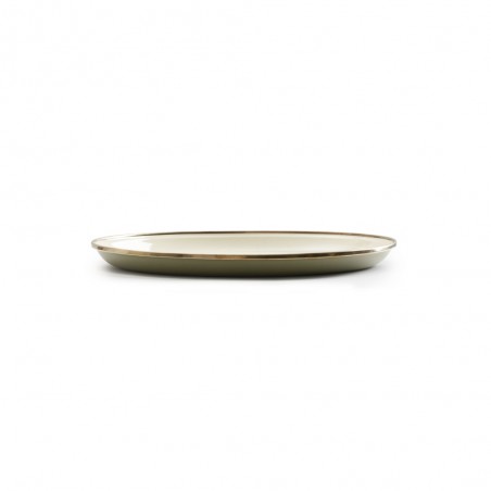 Set of 2 Large Enamel Steel Plates Olive Colour – Barebones Living