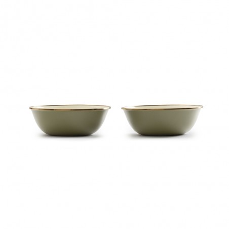 Set of 2 Olive Enamel Steel Bowls – Barebones Living