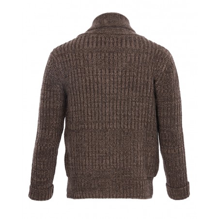 Vest 100% merino wol 1923 Buccaneer Cardigan brown melange - Pike Brothers