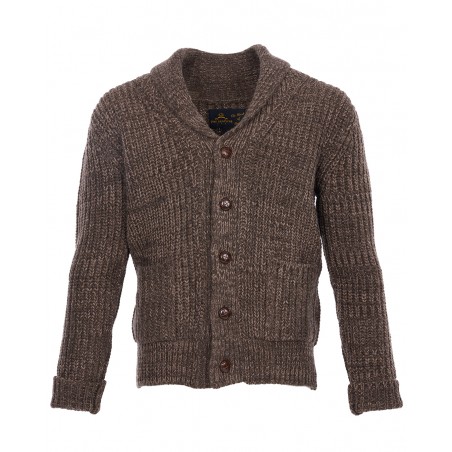 Veste 100% laine mérinos 1923 Buccaneer Cardigan brown melange - Pike Brothers
