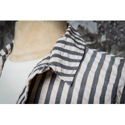 KORTEMOUWHEMD 50'S NATURAL/ BLACK STRIPED - Fleurs de Bagne 2