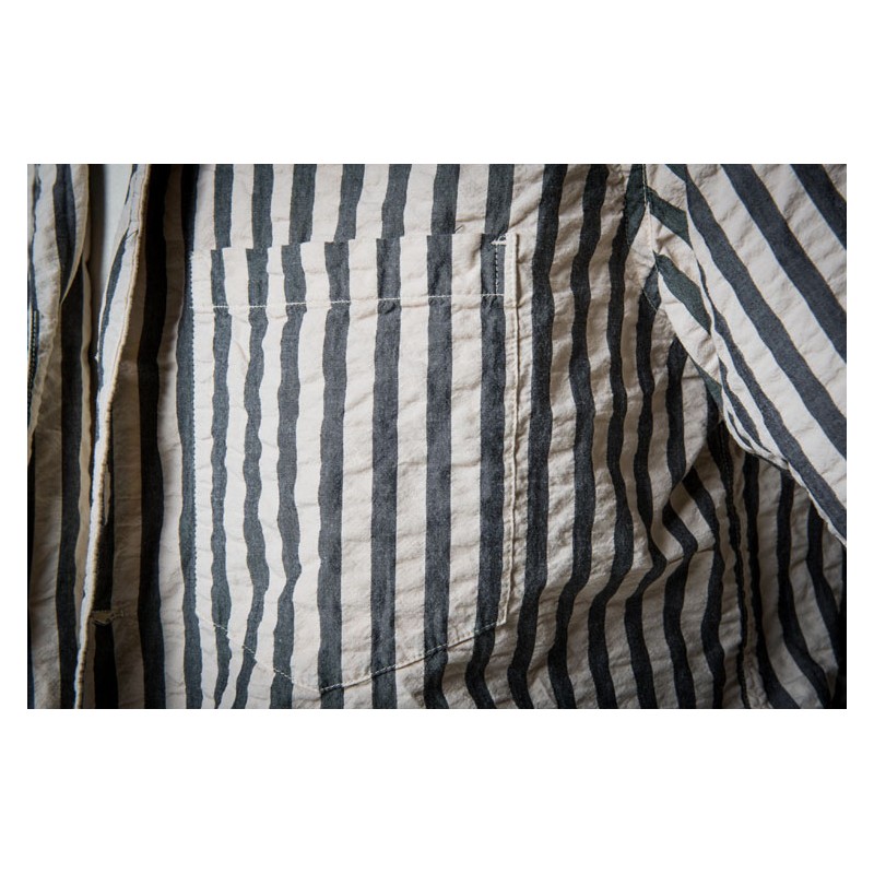 KURZARMHEMD 50'S NATURAL/ BLACK STRIPED -...