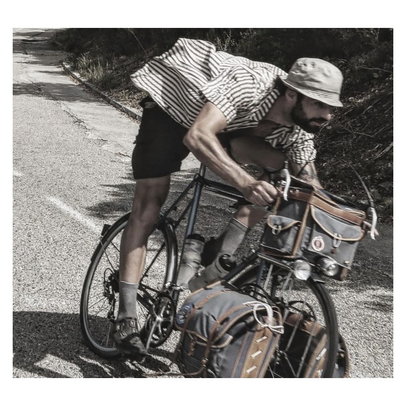 SHORT-SLEEVE SHIRT 50'S NATURAL/ BLACK STRIPED...