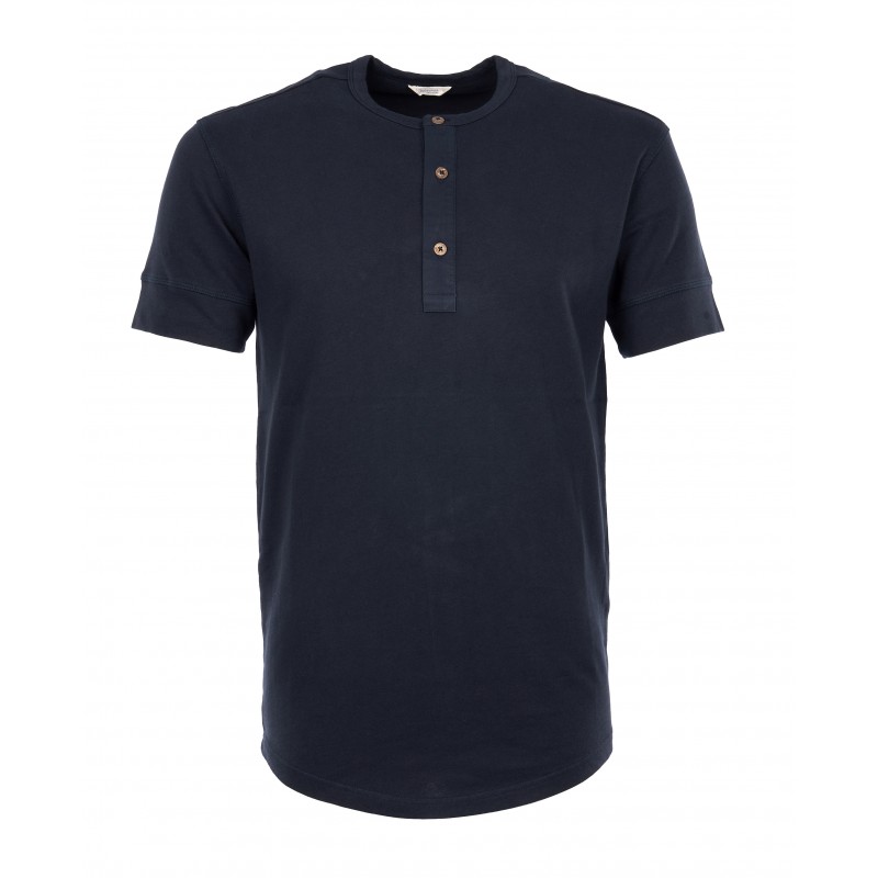 Camiseta 1927 Henley Shirt de manga corta azul...