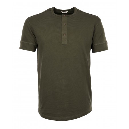 T-shirt 1927 Henley Shirt a maniche corte verde Mojave - Pike Brothers