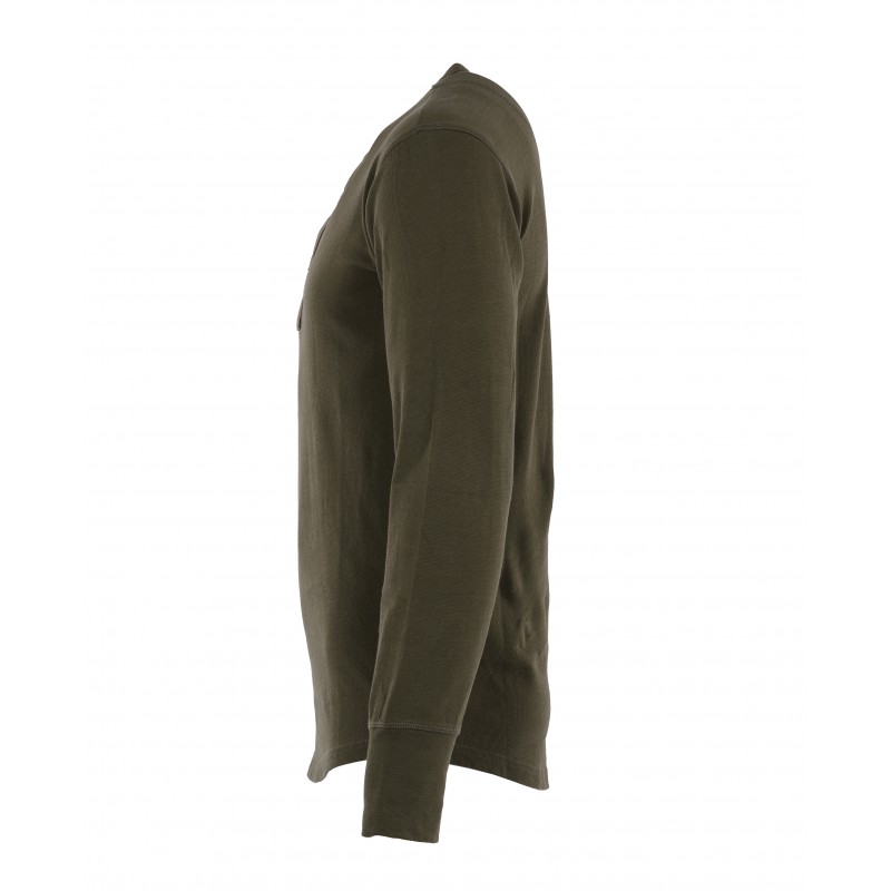 Camiseta 1927 Henley Shirt de manga larga verde...