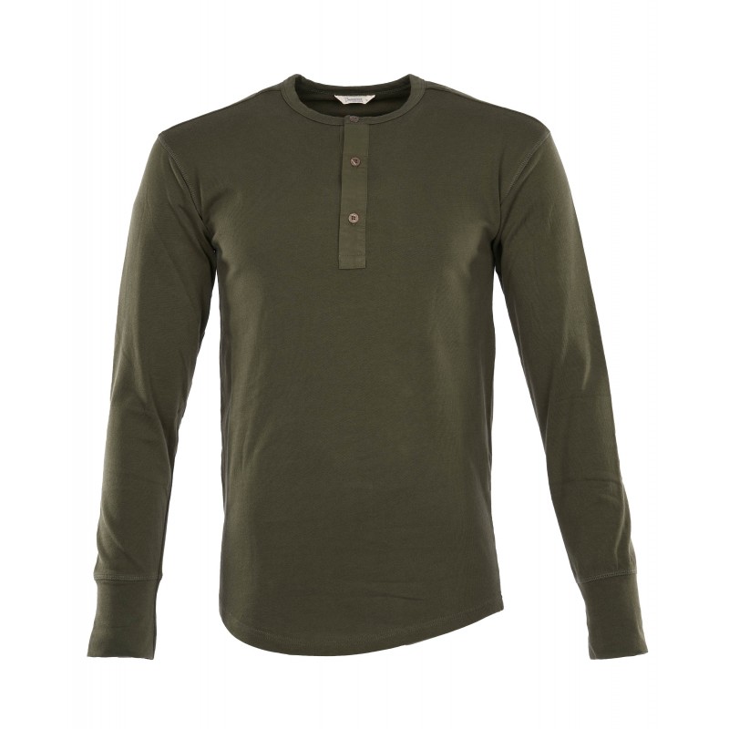 Camiseta 1927 Henley Shirt de manga larga verde...