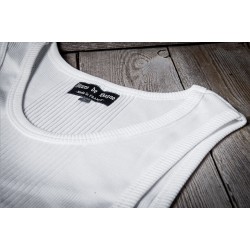 White Marcel Tank Top "LE GILETON DU PÉGRIOT" - Fleurs de...