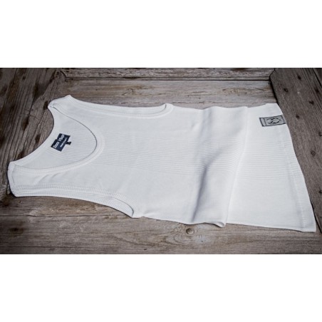 White Marcel Tank Top "LE GILETON DU PÉGRIOT" - Fleurs de Bagne