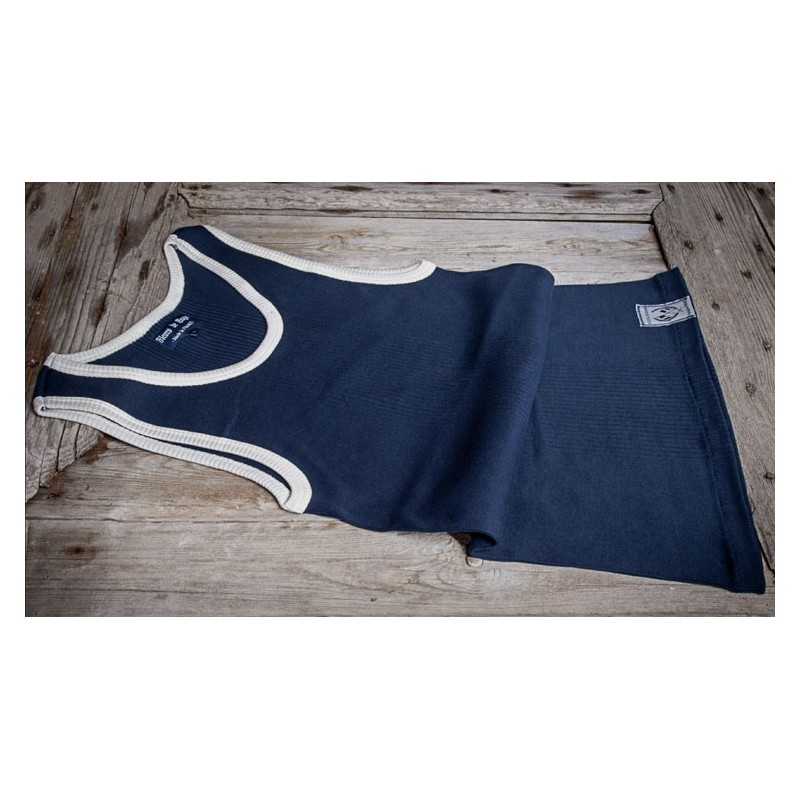 Navy & White Marcel Tank Top "LE GILETON DU...