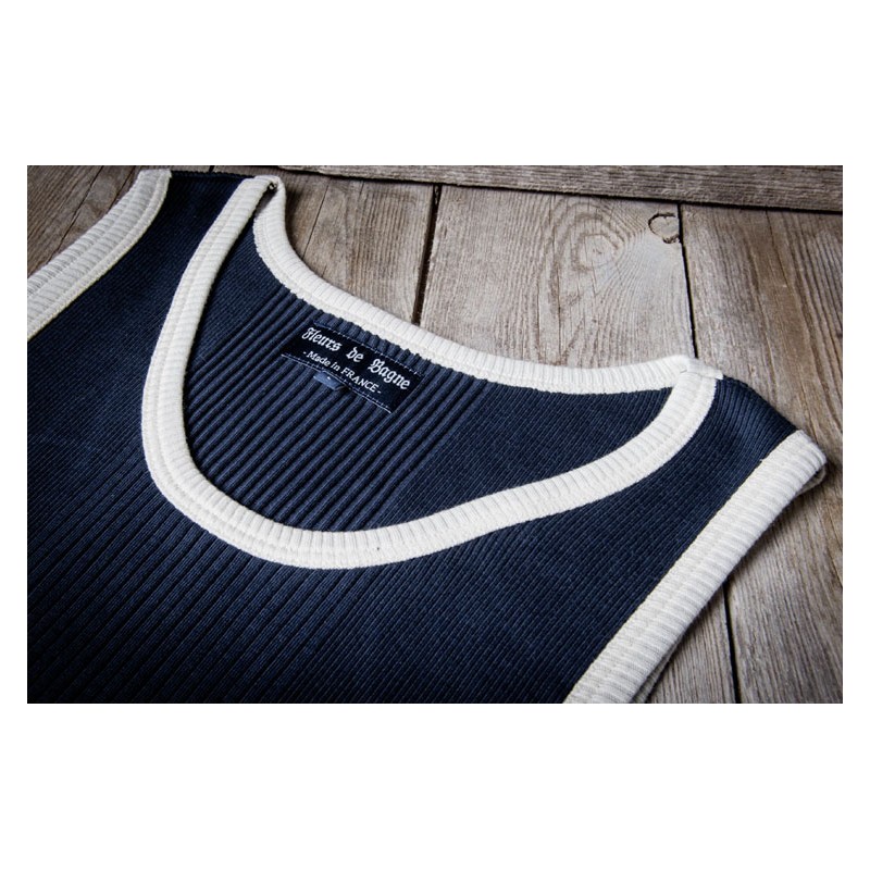 Navy & White Marcel Tank Top "LE GILETON DU...