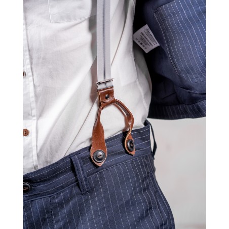 Blue wool/linen summer waistcoat with grey stripes - 1937 Roamer Vest Chicago Blue Pike Brothers