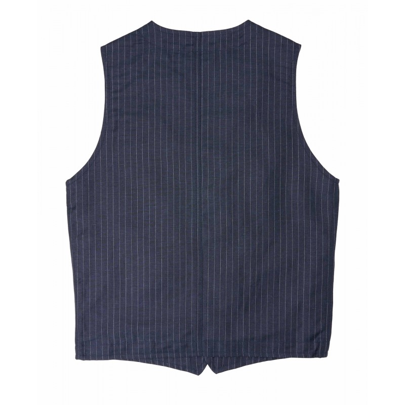 Blue wool/linen summer waistcoat with grey...