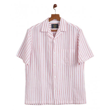 Kurzarmhemd 100% Baumwolle Beach Cabin red - Portuguese Flannel
