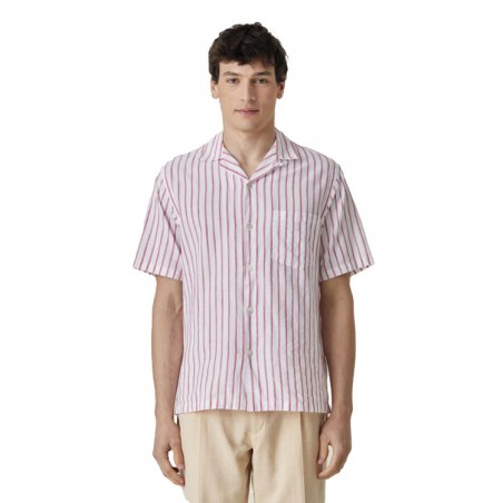 Kurzarmhemd 100% Baumwolle Beach Cabin red - Portuguese Flannel