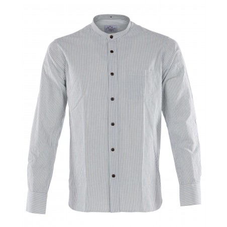 1923 Buccanoy Shirt Beaumont White Mandarin Collar Shirt - Pike Brothers