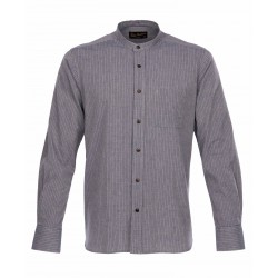 Hemd Mao-Kragen 1923 Buccanoy Shirt grey striped - Pike...