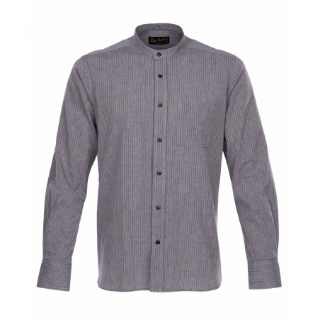 Overhemd met Mao-kraag 1923 Buccanoy Shirt grey striped - Pike Brothers