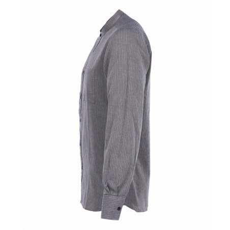Overhemd met Mao-kraag 1923 Buccanoy Shirt grey striped - Pike Brothers