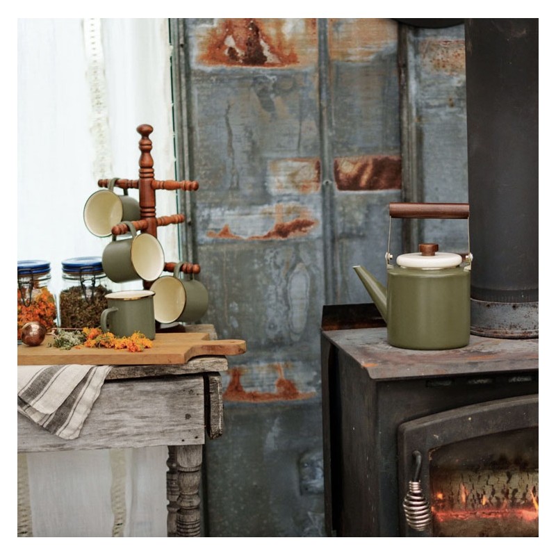 Théière en acier émaillé Olive - Barebones Living