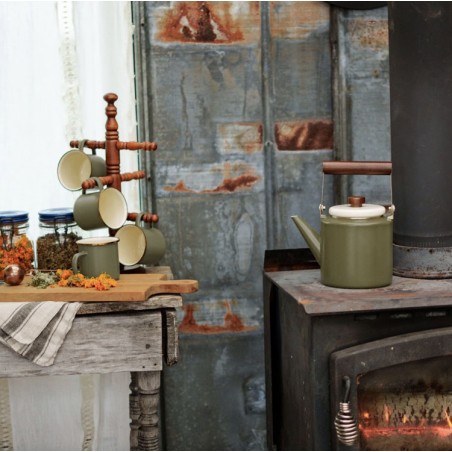 Théière en acier émaillé Olive - Barebones Living