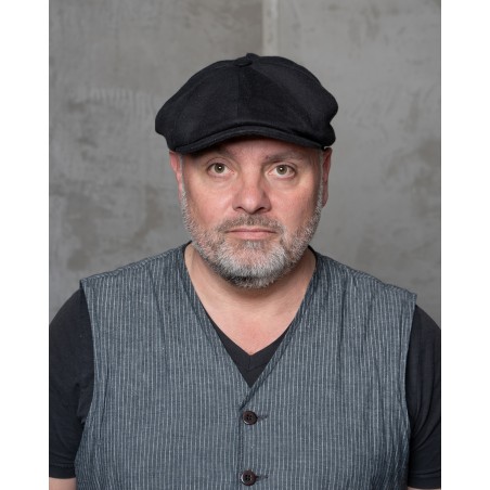 1928 Newsboy Cap Moleskin sulphur black – Pike Brothers