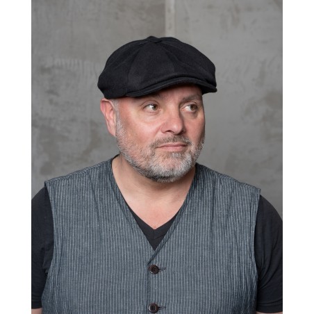 Casquette 1928 Newsboy Cap Moleskin sulphur black – Pike Brothers