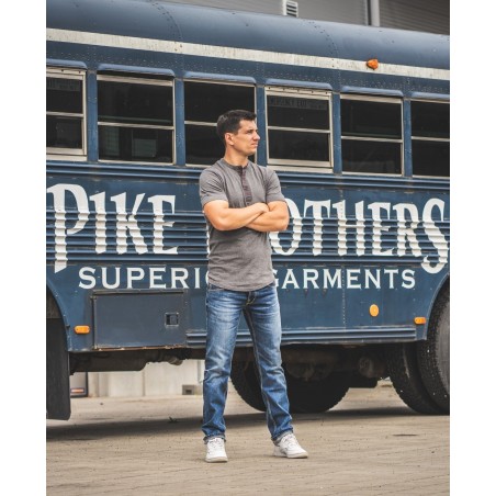 Henley T-shirt met knoopsluiting en korte mouwen marineblauw - 1927 Henley Shirt short sleeve indigo melange Pike Brothers