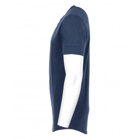 Henley-T-Shirt mit Knopfleiste und kurzen Ärmeln in Marineblau - 1927 Henley Shirt short sleeve indigo melange Pike Brothers