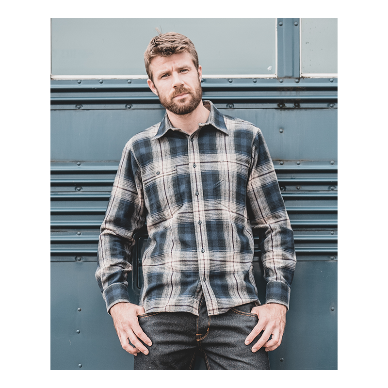 FLANELLEN HEMD 1937 Roamer Shirt blue beige...