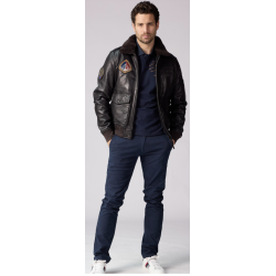 RAVEN ALPHA Bruin Leren Jack - Patrouille de France 2