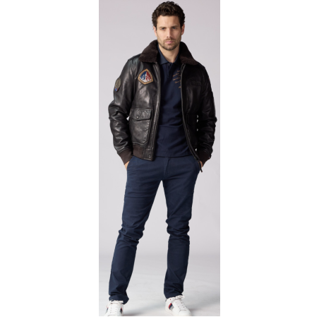Lederjacke RAVEN ALPHA Braun - Patrouille de France
