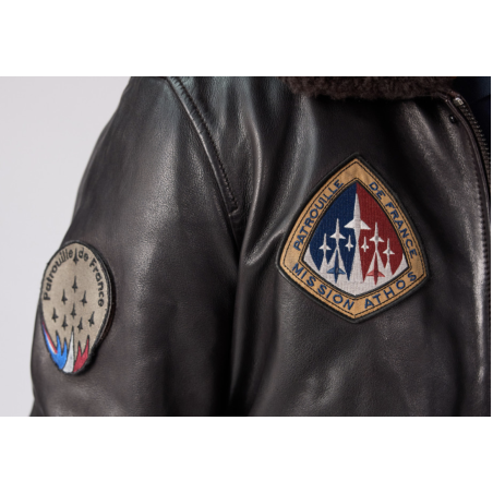RAVEN ALPHA Brown Leather Jacket - Patrouille de France