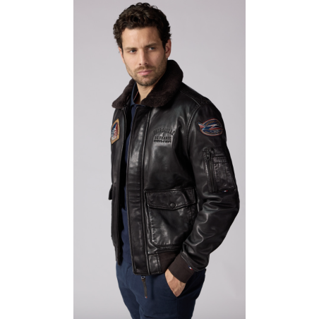 RAVEN ALPHA Bruin Leren Jack - Patrouille de France