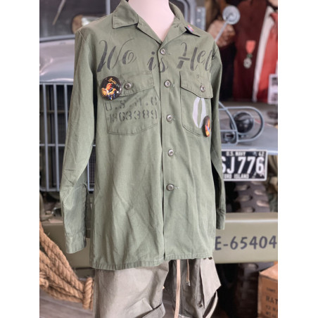 Vintage Vietnam USMC War is Hell - OG-507 Military Shirt Protest
