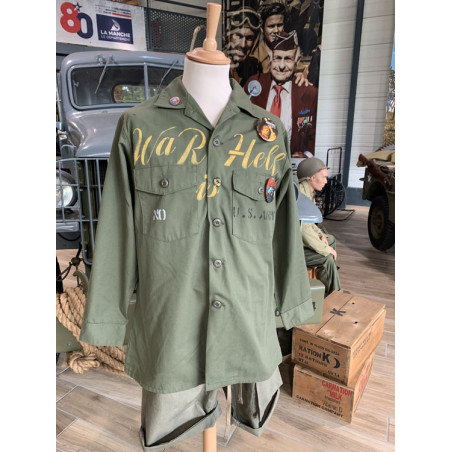 Vintage-Hemd Vietnam US Army War is Hell - OG-507 Military Shirt Protest