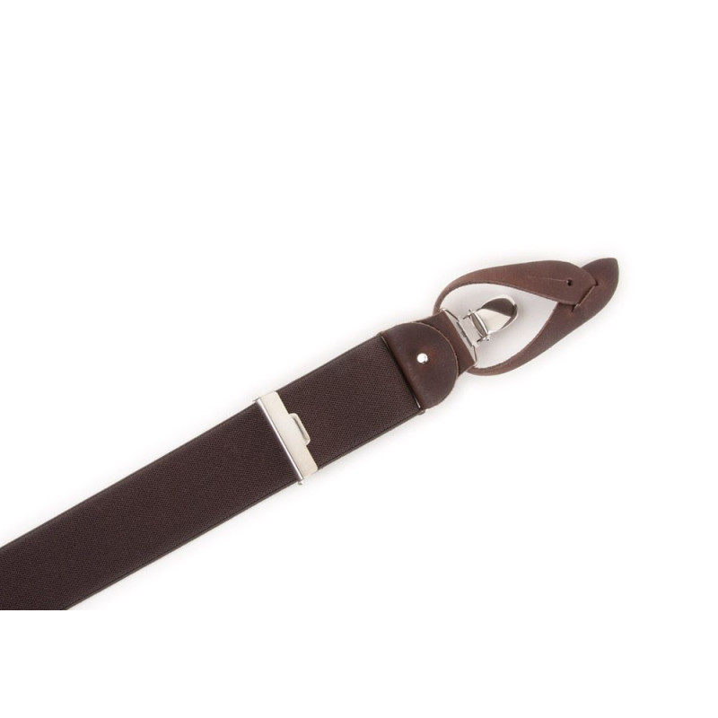 Clip or Button Suspenders Chestnut and Mocha -...