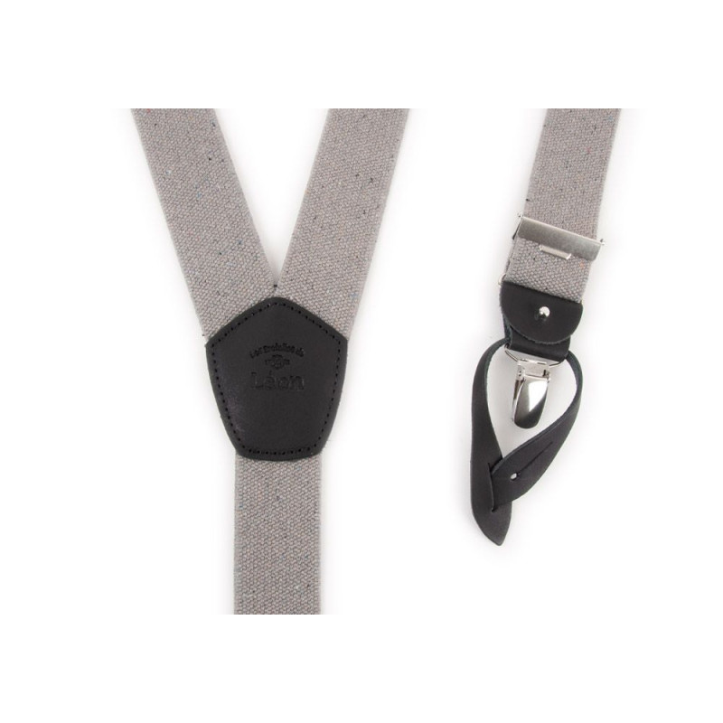 Light Grey Clip or Button Suspenders Sur les...