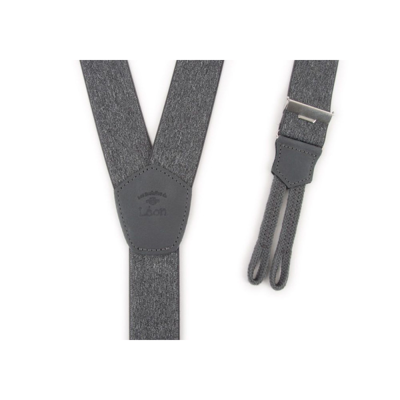 Grey Braided Tab Suspenders - Les Bretelles de...