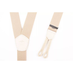 Braided Tab Suspenders Beige Lugdunum - Les Bretelles de...