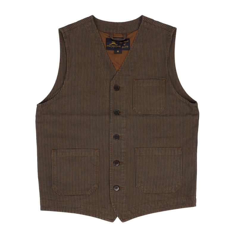 1937 Roamer Vest Hickory Stripe Brown Retro...