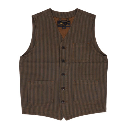 Gilet Rétro 1937 Roamer Vest hickory stripe brown- Pike Brothers