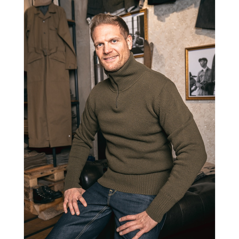 Pullover Stehkragen - 1948 Troyer army green -...