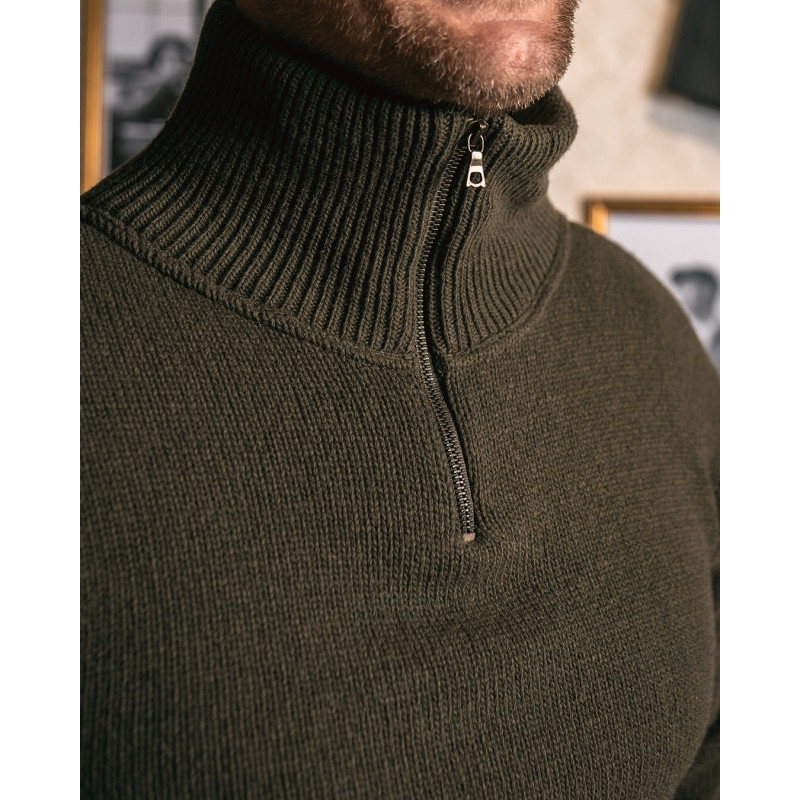 Pullover Stehkragen - 1948 Troyer army green -...