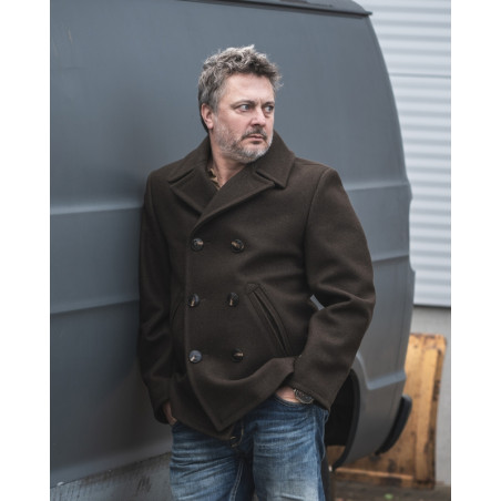 Navy Pea Coat - 1938 Pea Coat Chestnut Brown - Pike Brothers