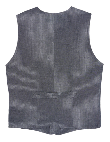 Sommer-Weste Baumwolle/Leinen mit grauen Streifen - 1905 Hauler Vest grey striped linen Pike Brothers