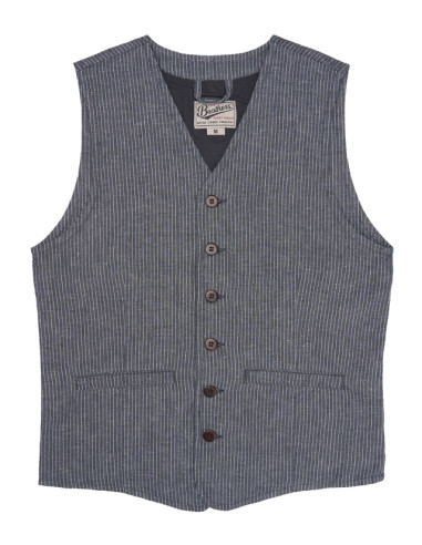 Summer cotton/linen waistcoat with grey stripes...