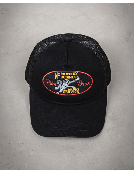 1972 Trucker Cap No Monkey Business Black - Pike Brothers